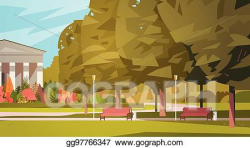 EPS Illustration - Summer city park with town building ...