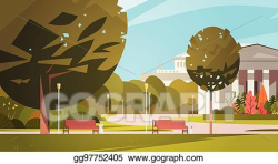 EPS Illustration - Summer city park with town building ...