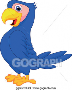 Vector Clipart - Cute blue parrot cartoon. Vector ...