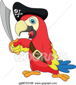 Vector Art - Cute parrot pirate cartoon. Clipart Drawing ...