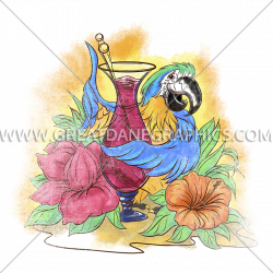 Tropical Parrot Drink | Production Ready Artwork for T-Shirt Printing