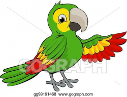Vector Stock - Green cartoon parrot. Clipart Illustration ...