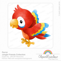 Parrot Clipart Macaw Jungle Clip art Watercolor clipart Digital