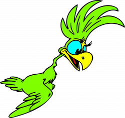Clipart - Green Cartoon Parrot