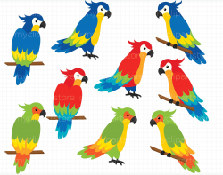 Tropical Parrots Clipart SVG #colors#separated#Illustrator ...