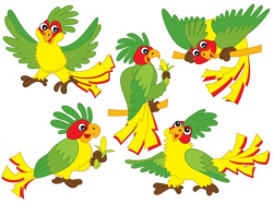 Parrots Clipart - Digital Vector Parrot, Tropical, Bird, Cartoon, Parrots  Clip Art