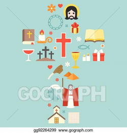 Clip Art Vector - Moses, jesus, and christian icon arrange ...