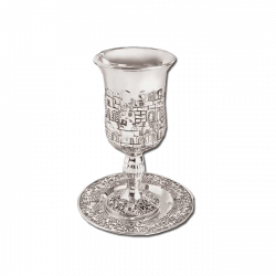 Kiddush Cup. Wine Cup with matching saucer. Jerusalem Cup.