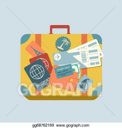 EPS Vector - Travel suitcase with stickers. Stock Clipart ...