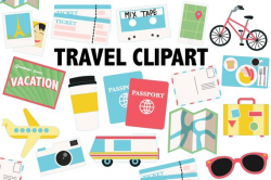 TRAVEL CLIPART - Printable vacation adventure icons ...