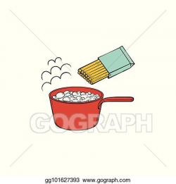 EPS Vector - Cooking pasta - boiling water in pan and ...