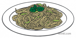 Spaghetti and Pesto Italian Food Pasta KS1 Illustration - Twinkl