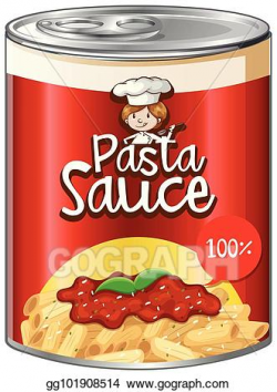 Vector Illustration - Pasta sauce in can with red label. EPS ...