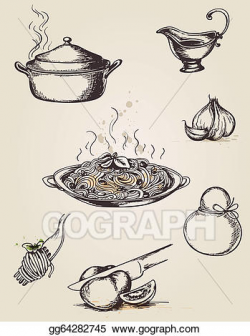 Vector Stock - Vintage hand drawn pasta. Clipart ...