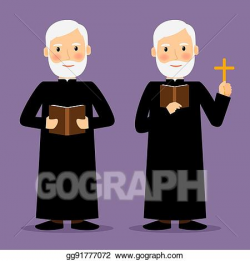 Vector Stock - Pastor character with cross and bible ...