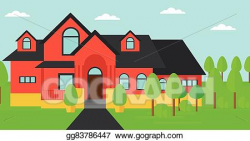 Vector Stock - Background of red house with beautiful ...