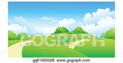 Vector Art - Curved path over green landscape . Clipart ...