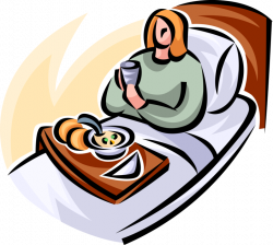 Hospital Patient with Dinner Meal - Vector Image