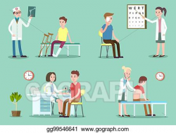 Vector Illustration - Doctor and patient measuring blood ...