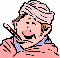 Sick Patient with Thermometer - Vector Image