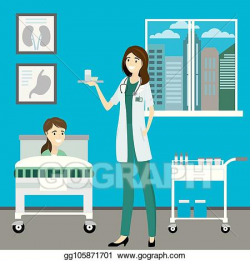 EPS Illustration - Nurse and patient in hospital room ...