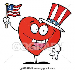 Vector Stock - Happy red heart in a patriotic hat . Clipart ...