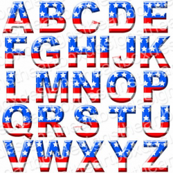 Patriotic Alphabet Clipart, USA Digital Alphabet, Red, White ...