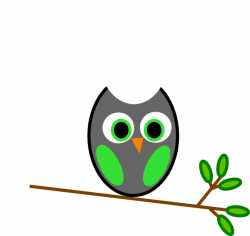 Owl Silhouette Clip Art | Green Gray Owl clip art - vector clip art ...