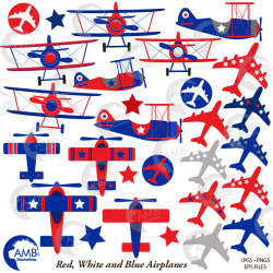 Airplane and biplane clipart, Red white and blue planes, Patriotic planes  AMB-2199