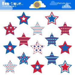 Clipart- Patriotic Stars Digital Clip art. Red, White and Blue Stars  Clipart.