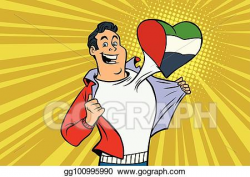 Vector Art - Uae patriot male sports fan flag heart. Clipart ...