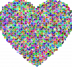 Clipart - Prismatic Heart Triangular Mosaic