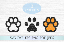 Paw print svg file, Dog paw cut file, Paw print clipart