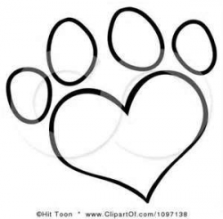 Image detail for -Clipart Outlined Heart Shaped Dog Paw ...