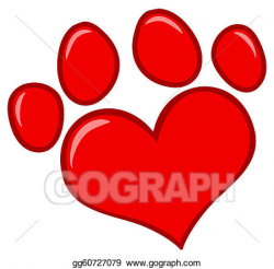 Vector Art - Love paw print. Clipart Drawing gg60727079 ...