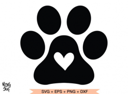 Paw Print SVG, Paw print with heart Svg, Dog Paw svg file ...