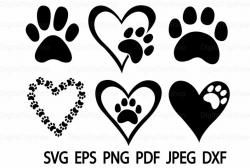 Paw SVG Cutting File Dxf Printable Paw Clipart SVG Cricut Silhouette Rescue  Dog Paw Vet Paw Print PNG Vector Cameo