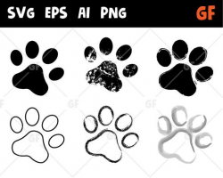 Paw clipart, paw svg, paw vector print, paw clip art, paw cut file, dog paw  cricut svg, dog paw png, track clipart, traces of animal png, ai