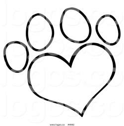 Royalty Free Logo of a Black and White Heart Shaped Dog Paw ...