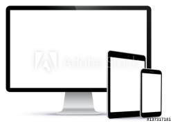Computer Screen, Tablet PC, Smart Phone Vector illustration ...