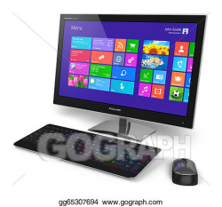Clipart - Desktop computer with touchscreen interface. Stock ...