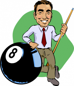 Billiards Eight Ball and Cue Stick - Vector Image
