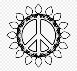 Peace Symbol Peace Sign Flower 73 Black White Line - Cool ...