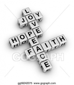 Clipart - Joy, love, hope, peace and faith. Stock ...