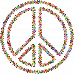 Clipart - Prismatic Floral Peace Sign Outline 3 No Background