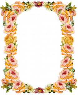 Free digital vintage flower frame: peach colored - Blumenrahmen ...