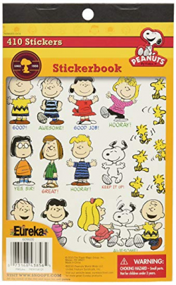 Eureka Back to School Peanuts Stickers for Kids and Teachers, 410 Stickers  in 1 Sticker Book, 5.75'' x 9.38''