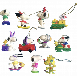 Vintage Snoopy Woodstock Peanuts Rubber Christmas & Easter Ornaments ...