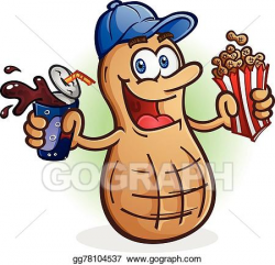 Vector Art - Peanut cartoon character with soda. Clipart ...