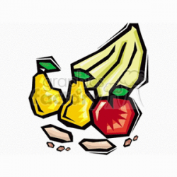 Fresh fruit, bananas, apples, pears, peanuts clipart. Royalty-free clipart  # 128444